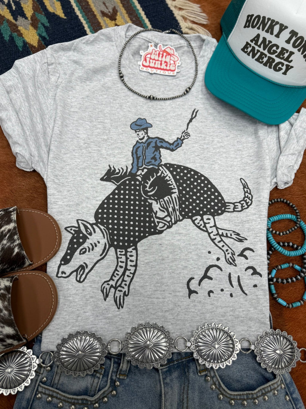 Armadillo Rodeo Graphic Tee - Rooted & Reckless Co.