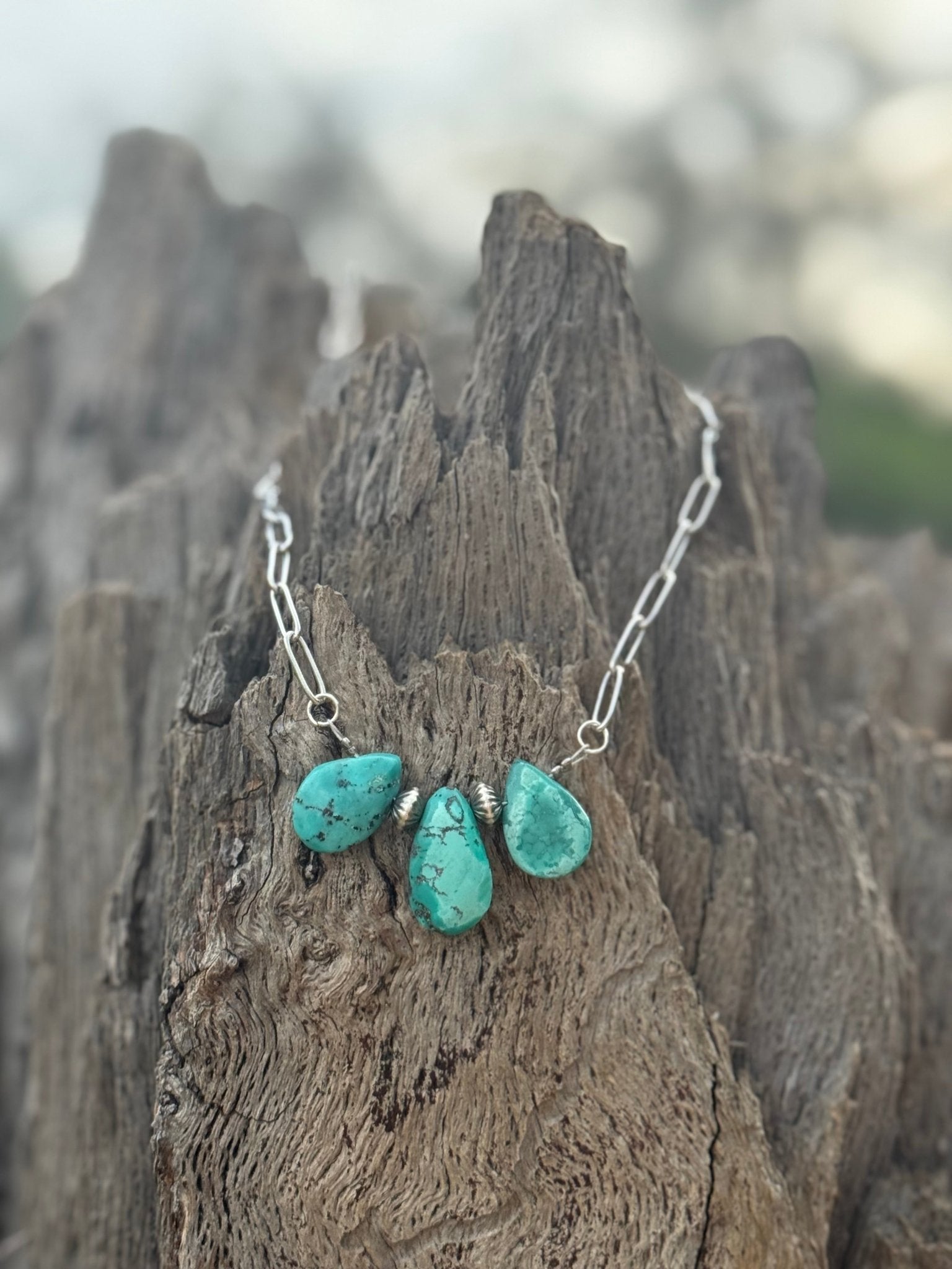 Authentic Teardrop Turquoise Stones Necklace - Rooted & Reckless Co.