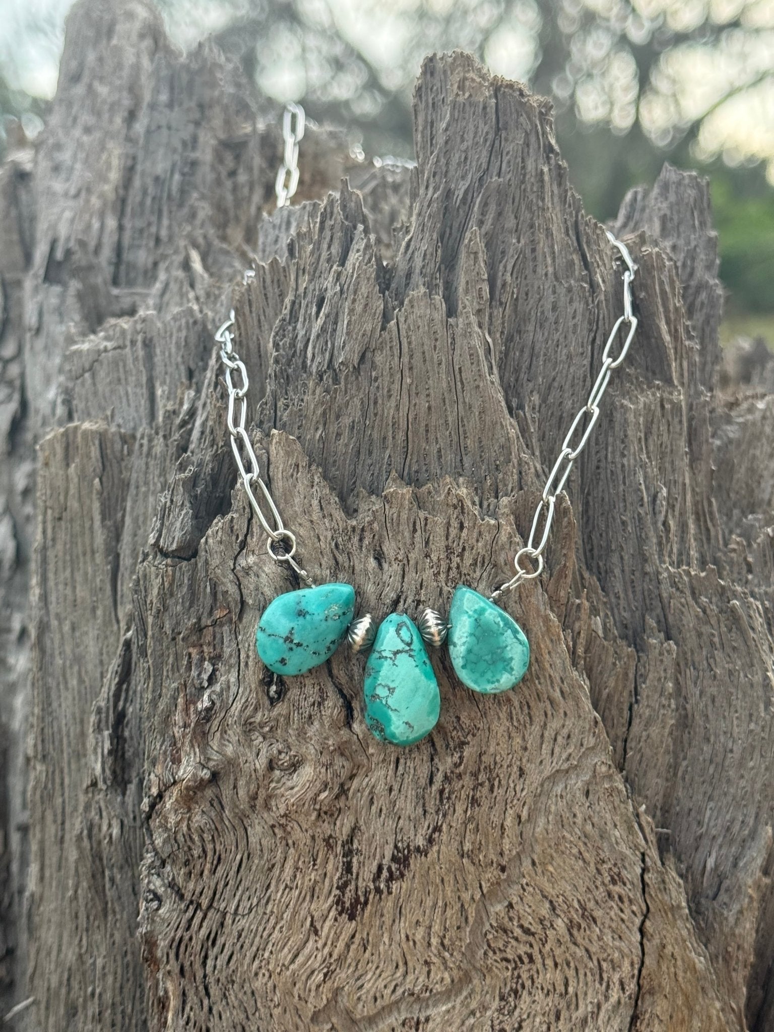 Authentic Teardrop Turquoise Stones Necklace - Rooted & Reckless Co.