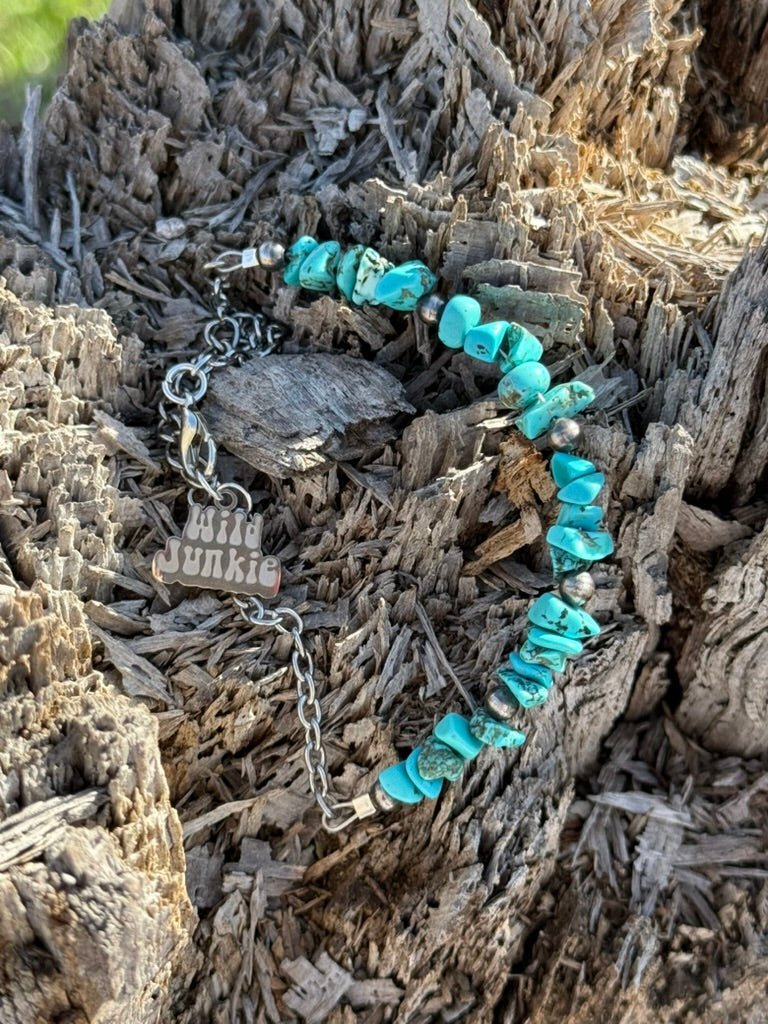 Authentic Turquoise Chips Chain Bracelet - Rooted & Reckless Co.