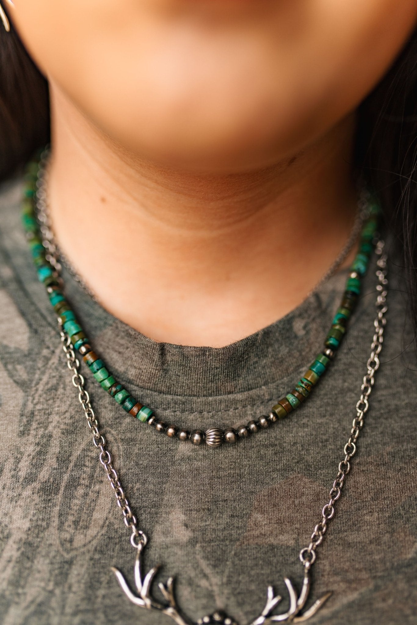 Authentic Turquoise Heishi Beaded Choker - Rooted & Reckless Co.