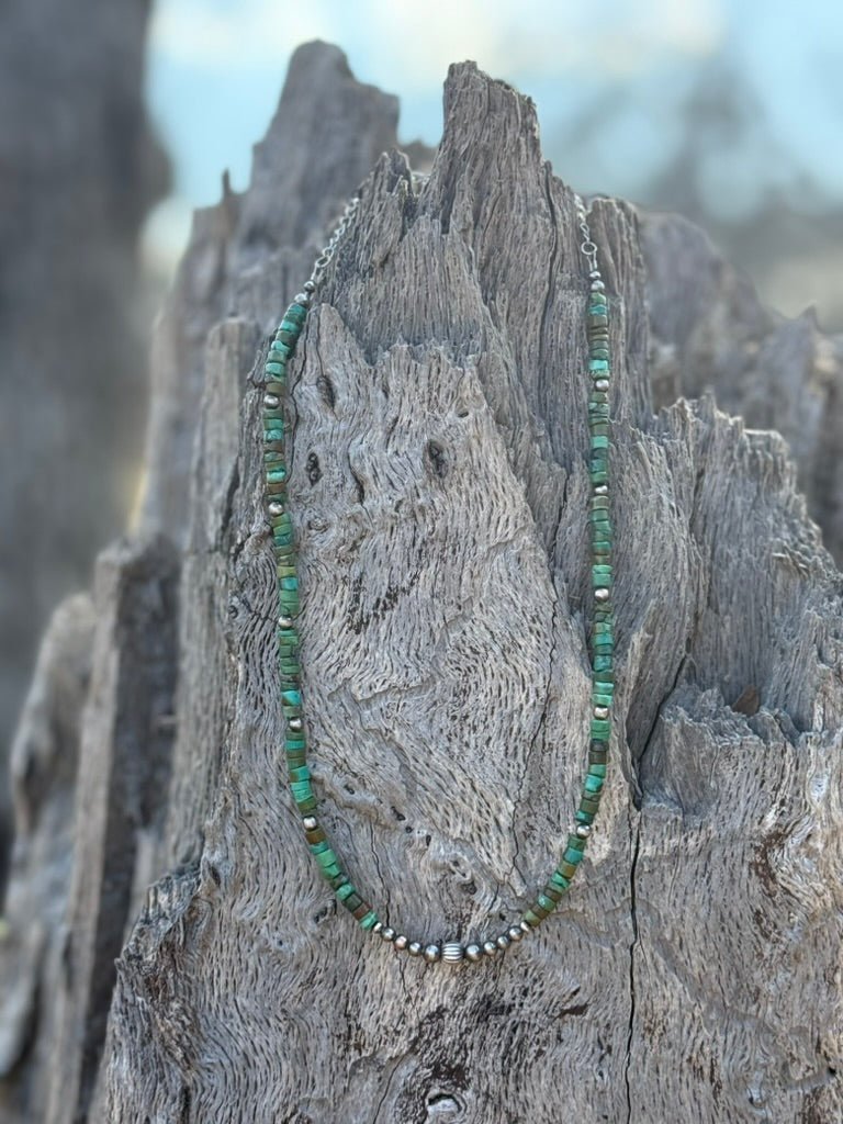 Authentic Turquoise Heishi Beaded Choker - Rooted & Reckless Co.
