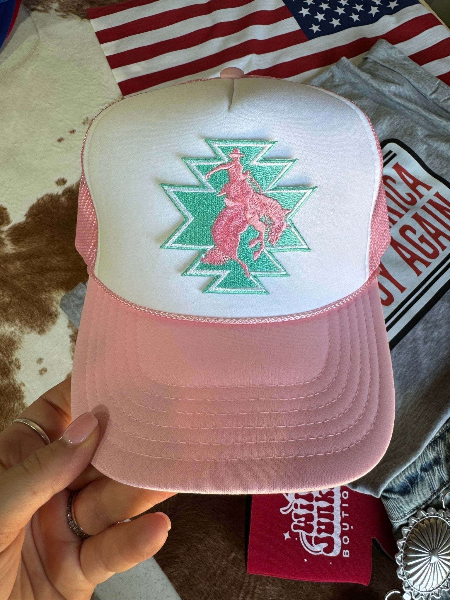 Aztec Bucking Bronco Patch Trucker Hat - Rooted & Reckless Co.
