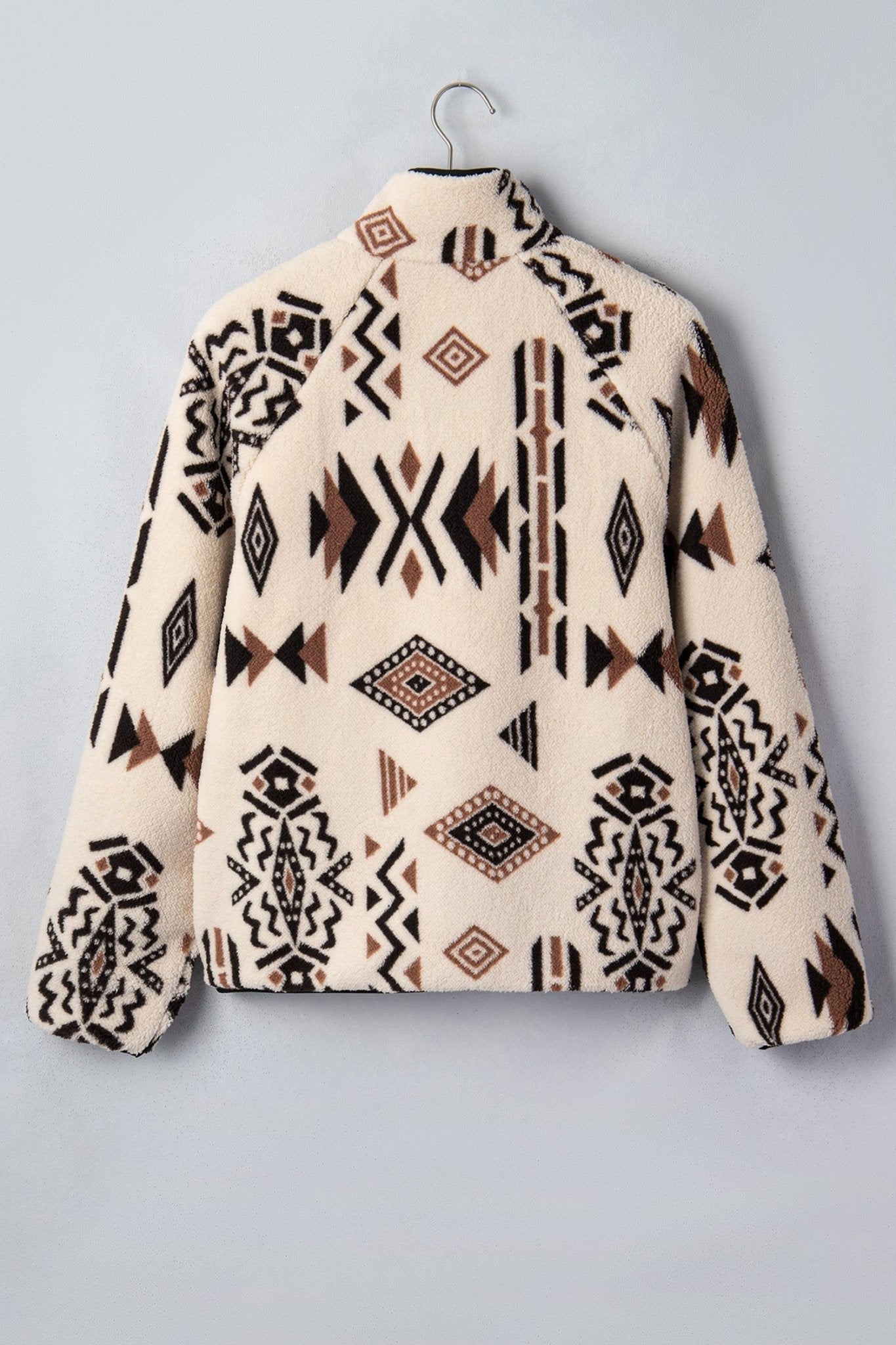 Aztec Fleece Zip Up Collar Long Sleeve Jacket - Rooted & Reckless Co.