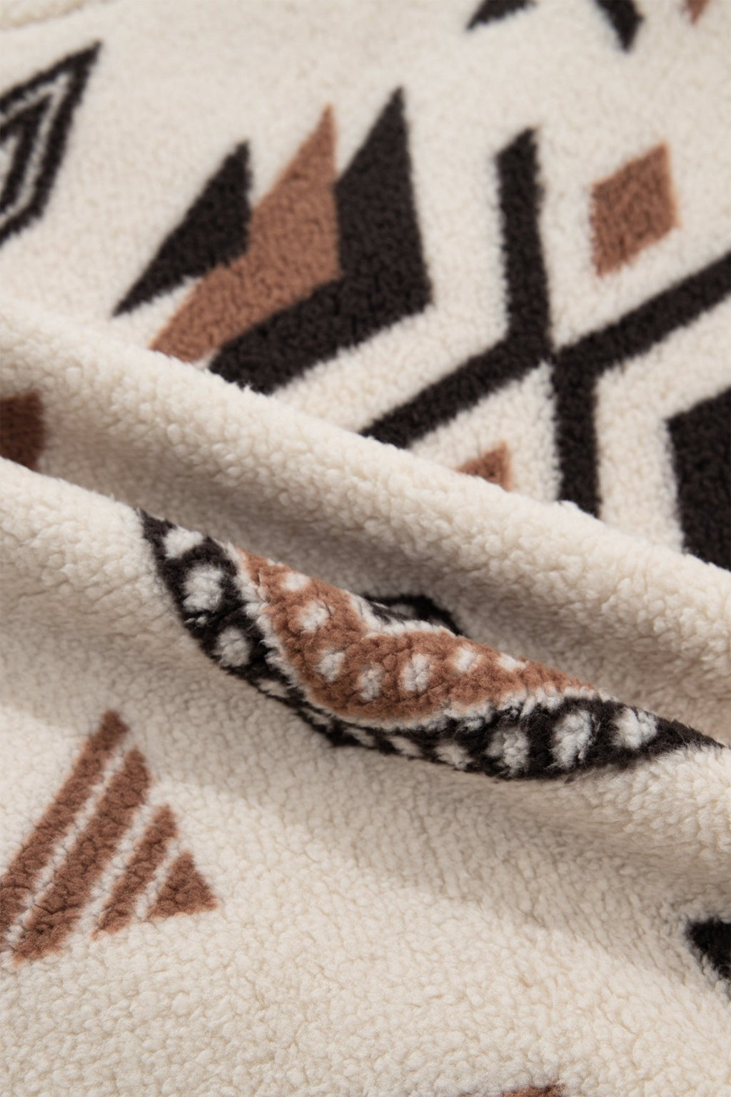 Aztec Fleece Zip Up Collar Long Sleeve Jacket - Rooted & Reckless Co.