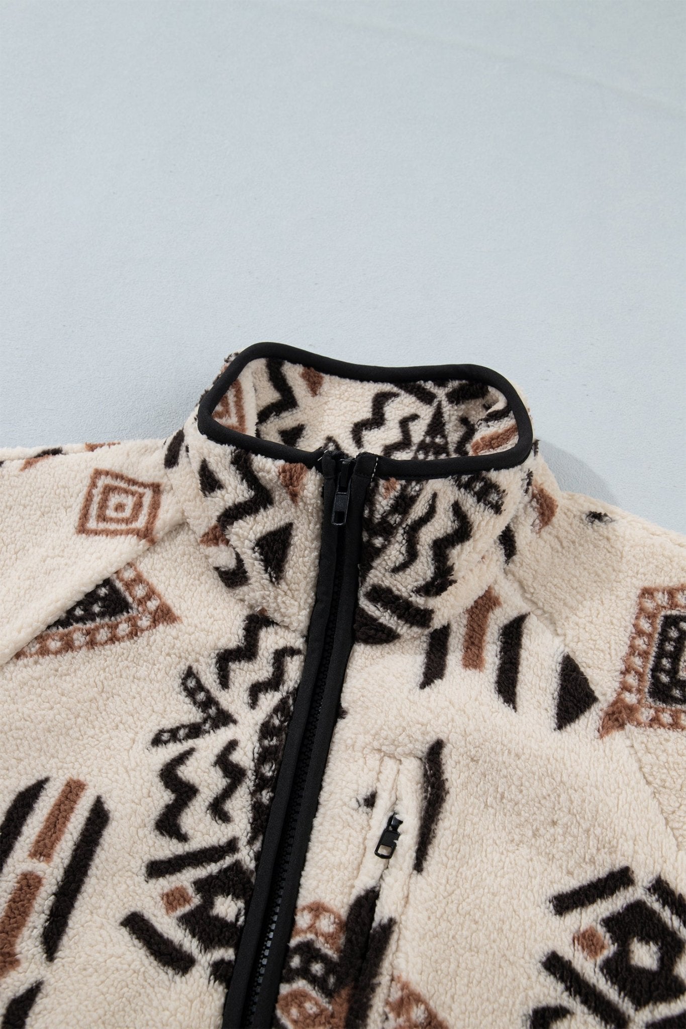 Aztec Fleece Zip Up Collar Long Sleeve Jacket - Rooted & Reckless Co.