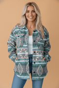 Aztec Geometric Long Sleeve Button Front Shacket - Rooted & Reckless Co.