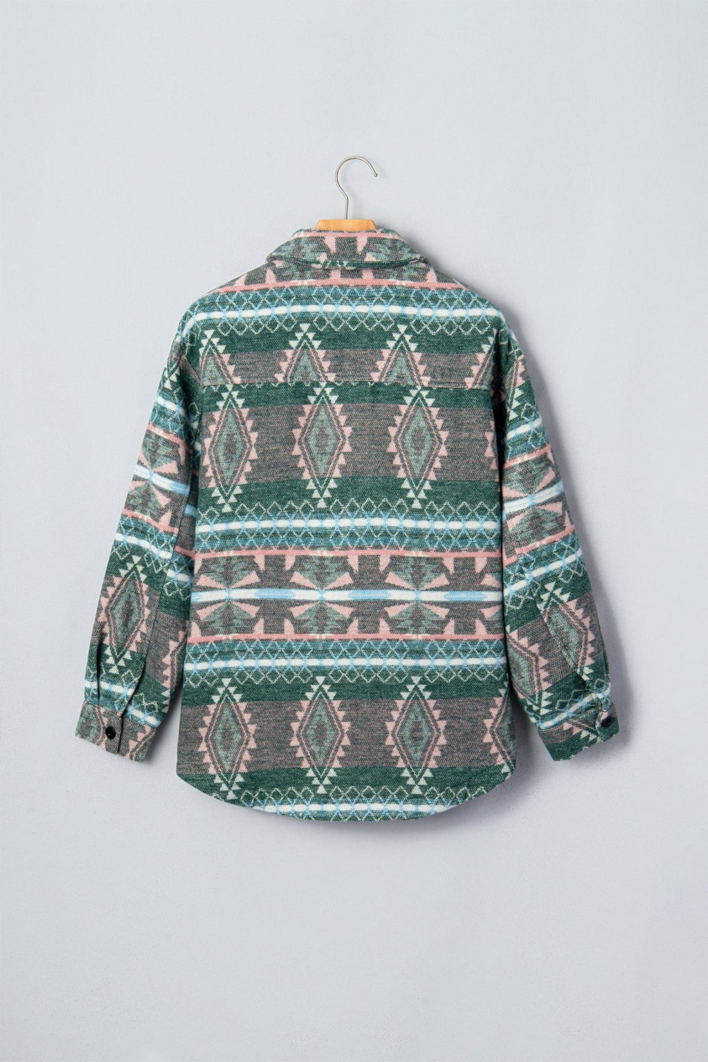 Aztec Geometric Long Sleeve Button Front Shacket - Rooted & Reckless Co.