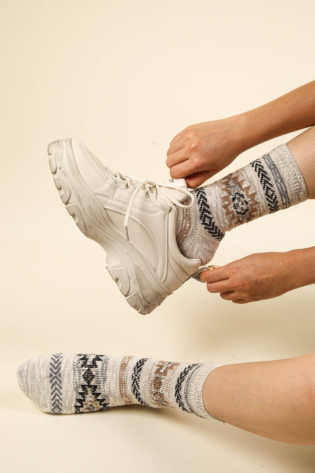 Aztec Graphic Cozy Crew Socks - Rooted & Reckless Co.