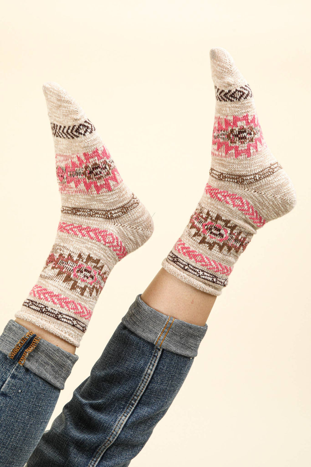 Aztec Graphic Cozy Crew Socks - Rooted & Reckless Co.
