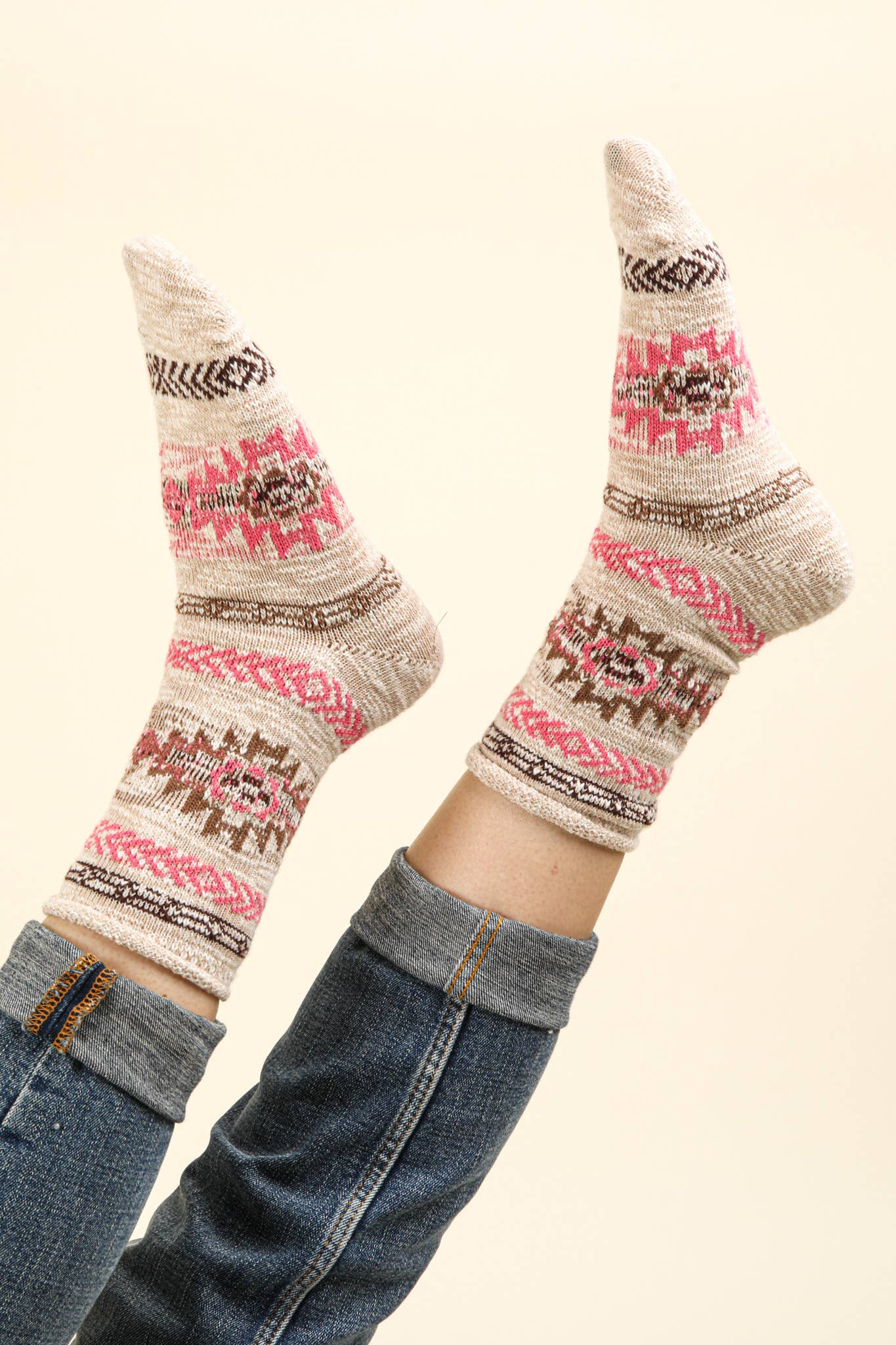 Aztec Graphic Cozy Crew Socks - Rooted & Reckless Co.
