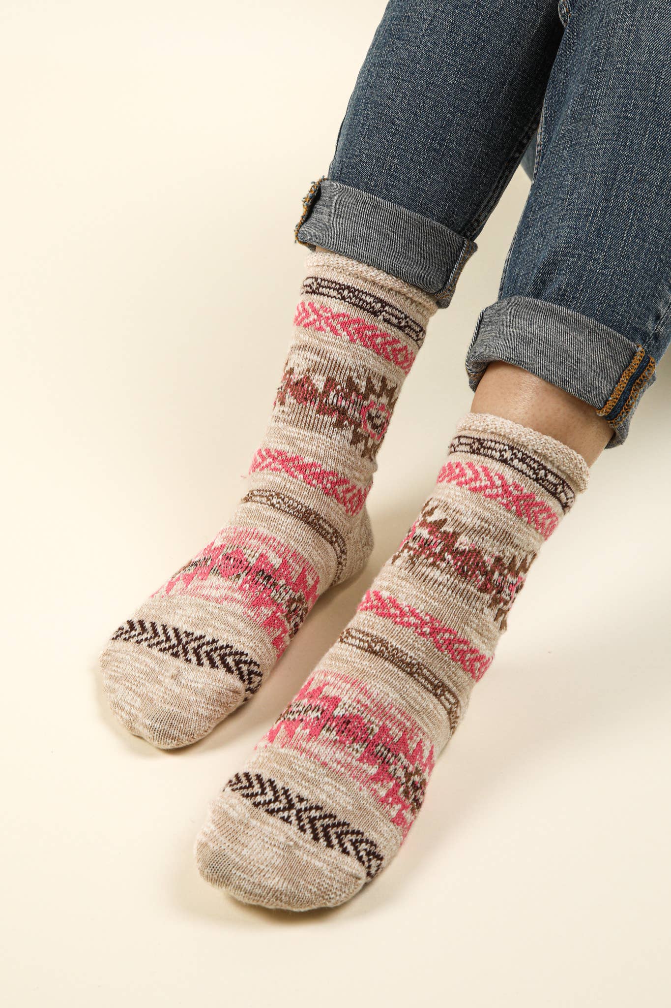 Aztec Graphic Cozy Crew Socks - Rooted & Reckless Co.