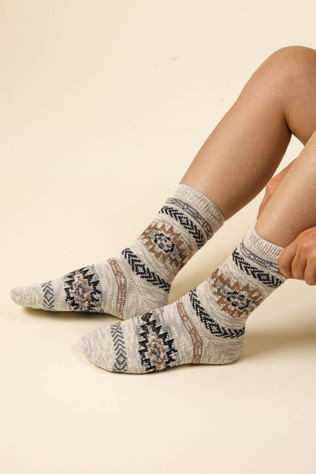 Aztec Graphic Cozy Crew Socks - Rooted & Reckless Co.