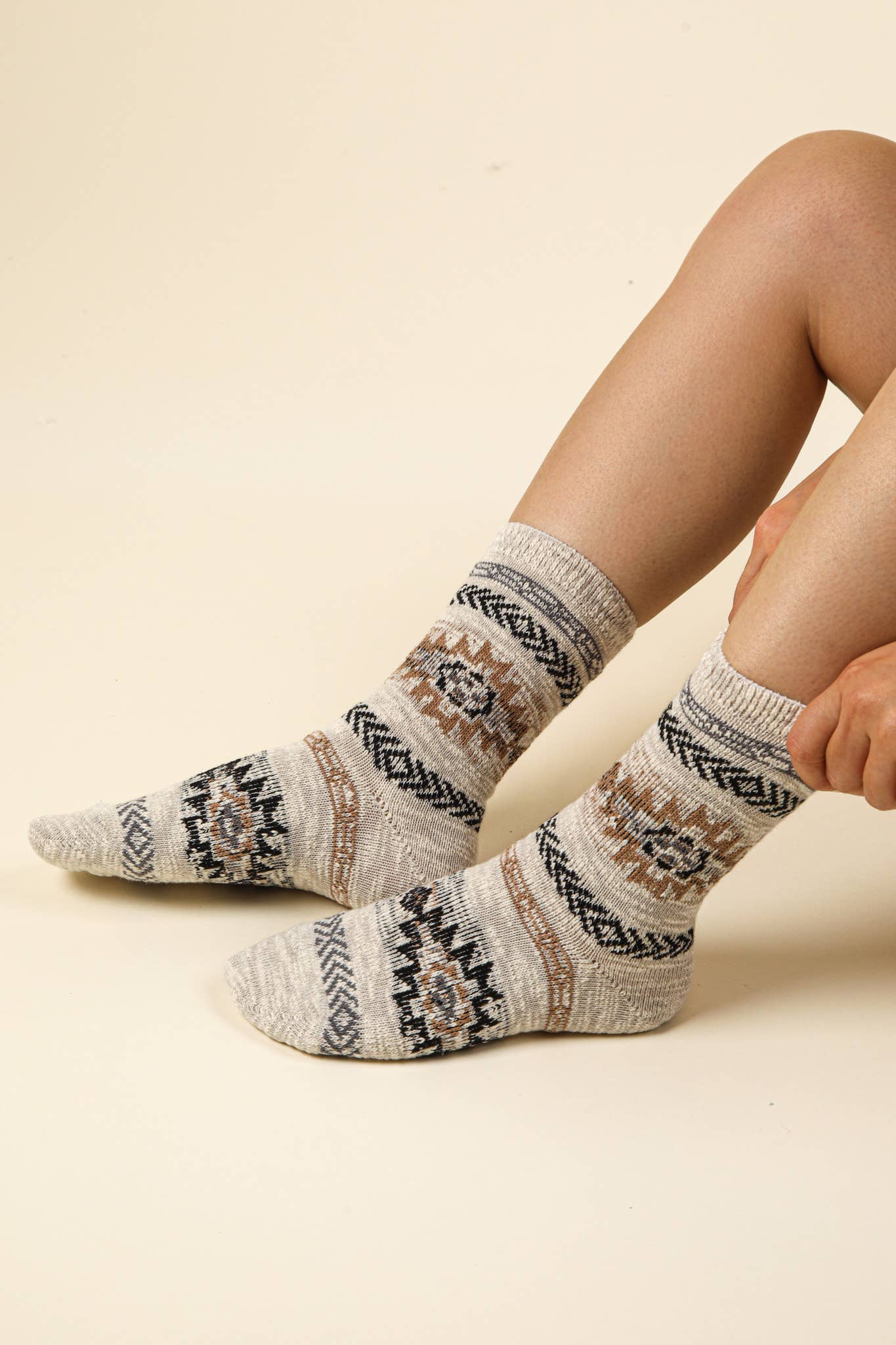 Aztec Graphic Cozy Crew Socks - Rooted & Reckless Co.