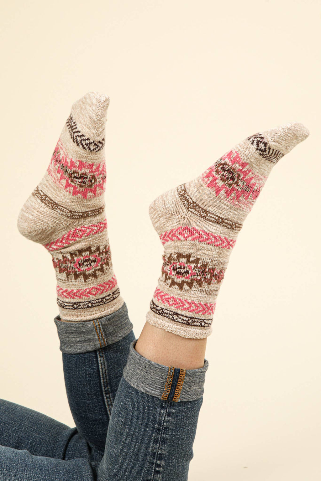 Aztec Graphic Cozy Crew Socks - Rooted & Reckless Co.