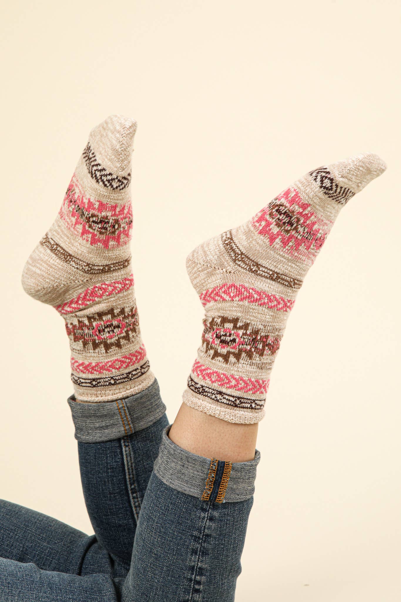 Aztec Graphic Cozy Crew Socks - Rooted & Reckless Co.