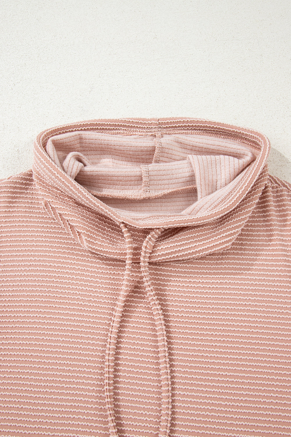 Corded Knit Drawstring Cowl Neck Top