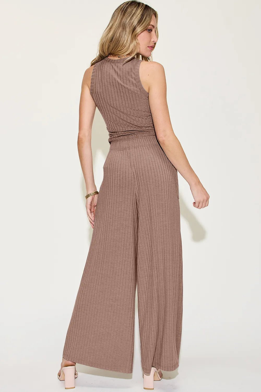 Basic Bae Full Size Ribbed Tank and Wide Leg Pants Set - Rooted & Reckless Co.