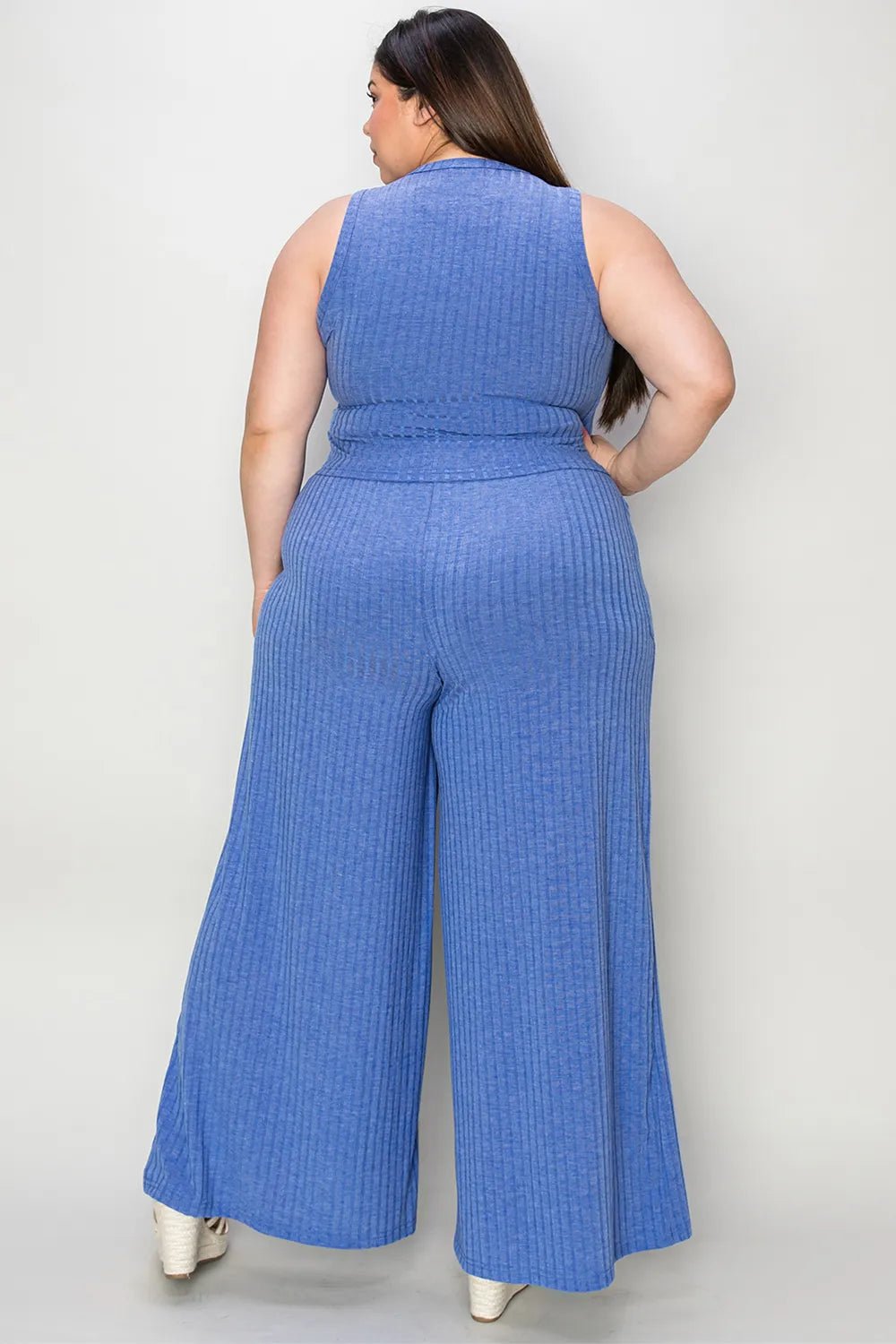 Basic Bae Full Size Ribbed Tank and Wide Leg Pants Set - Rooted & Reckless Co.