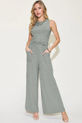 Basic Bae Full Size Ribbed Tank and Wide Leg Pants Set - Rooted & Reckless Co.