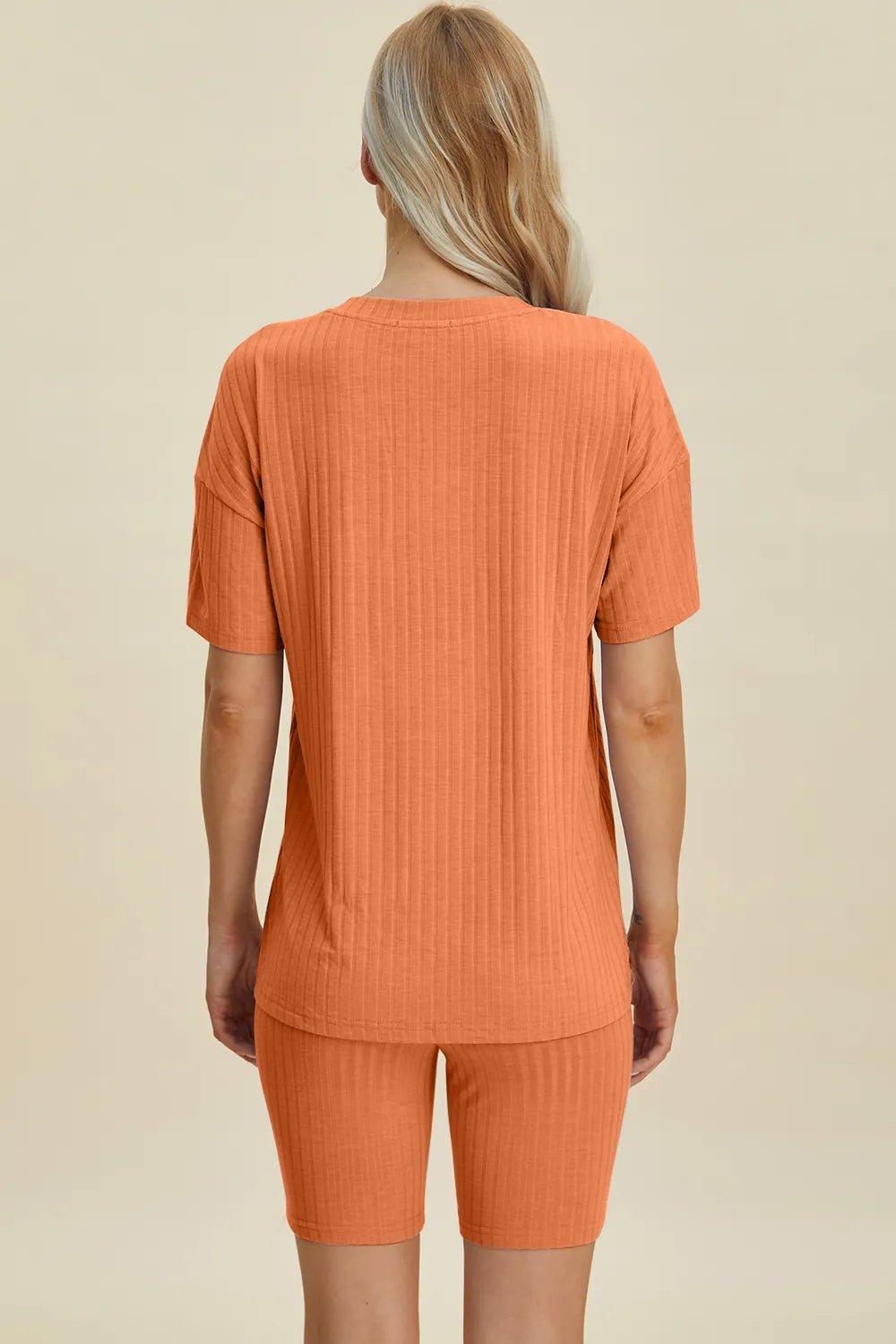 Basic Bae Full Size Ribbed V-Neck Short Sleeve Top and Shorts Set - Rooted & Reckless Co.