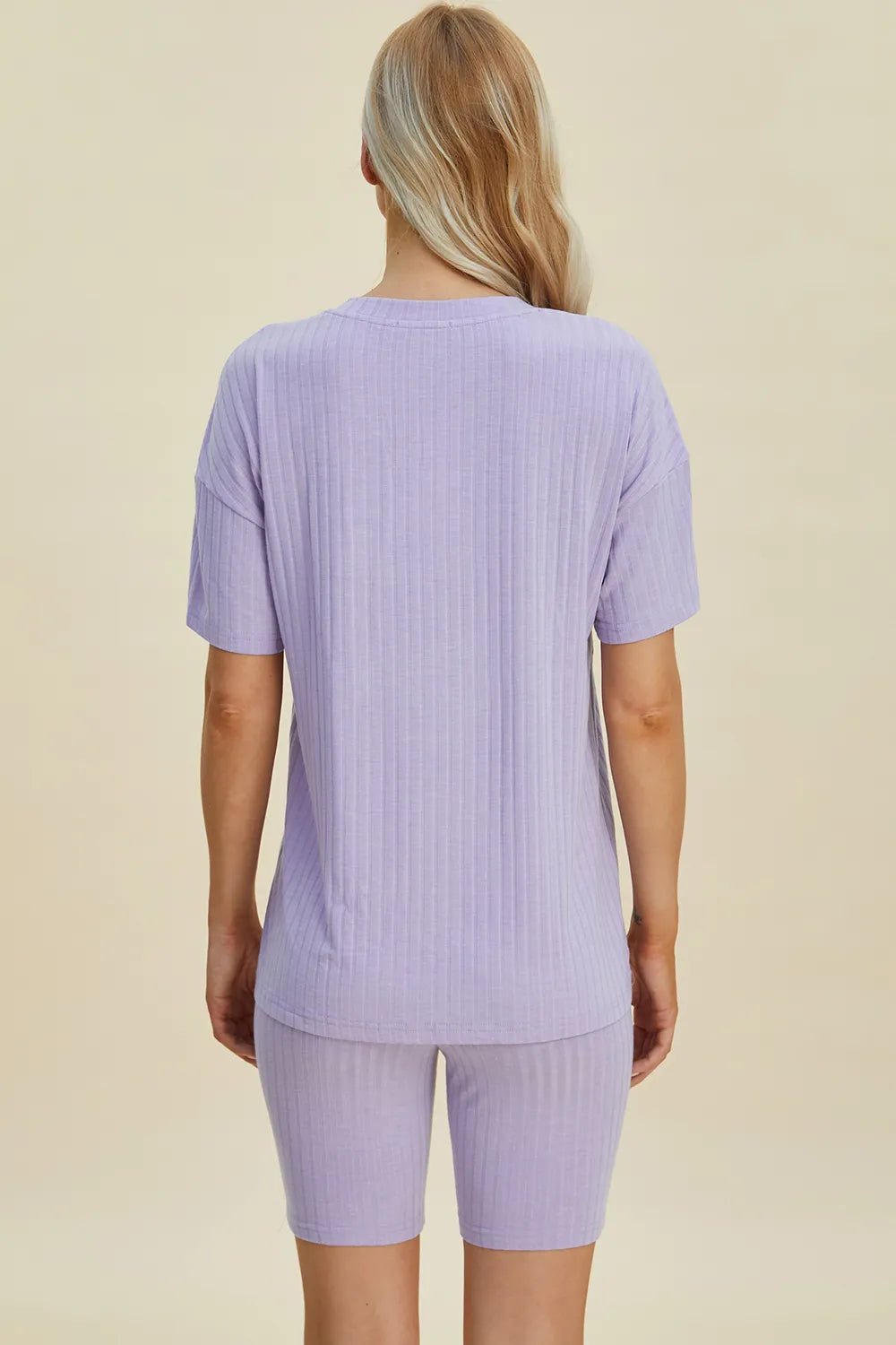 Basic Bae Full Size Ribbed V-Neck Short Sleeve Top and Shorts Set - Rooted & Reckless Co.