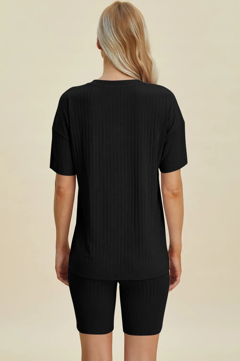 Basic Bae Full Size Ribbed V-Neck Short Sleeve Top and Shorts Set - Rooted & Reckless Co.