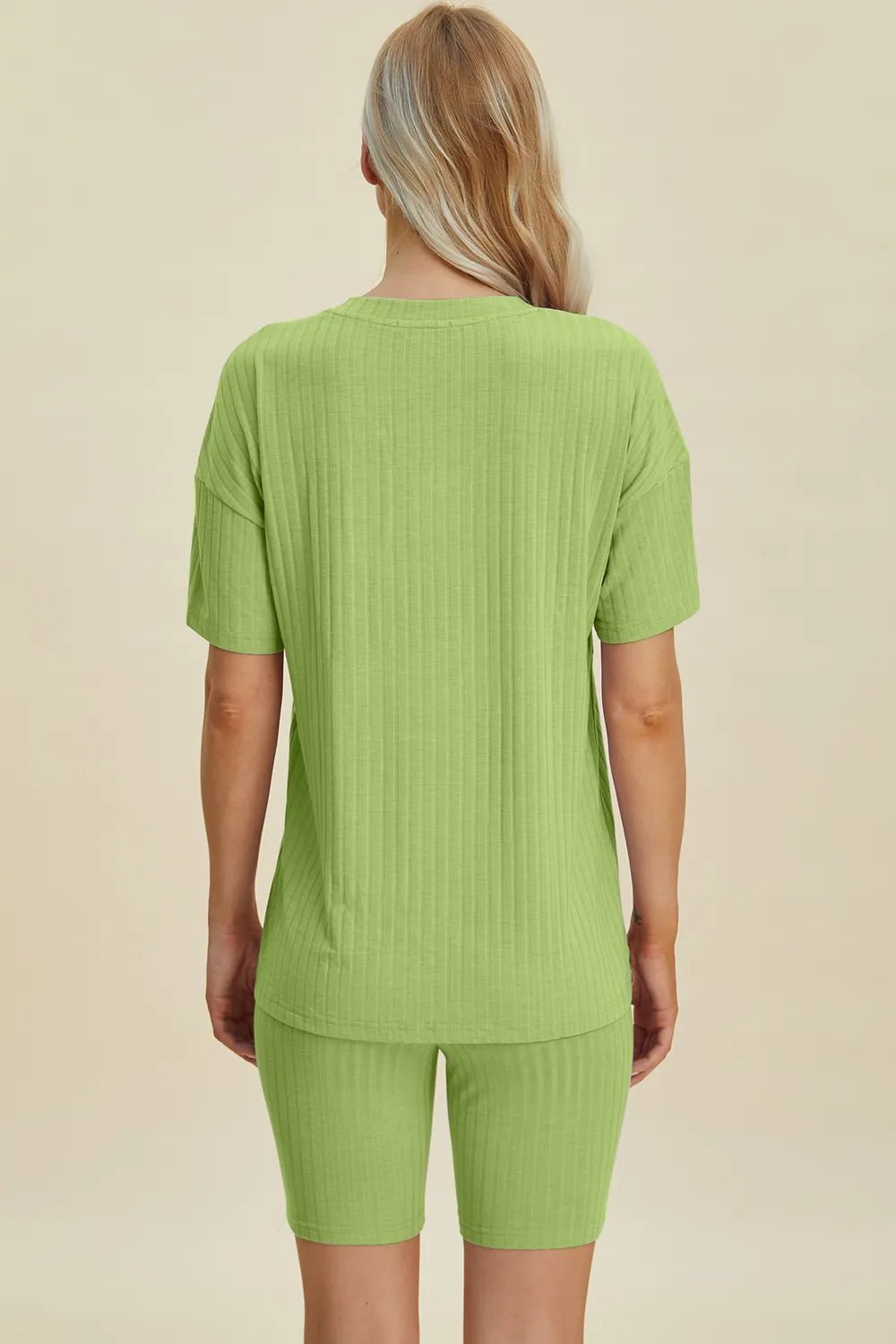 Basic Bae Full Size Ribbed V-Neck Short Sleeve Top and Shorts Set - Rooted & Reckless Co.
