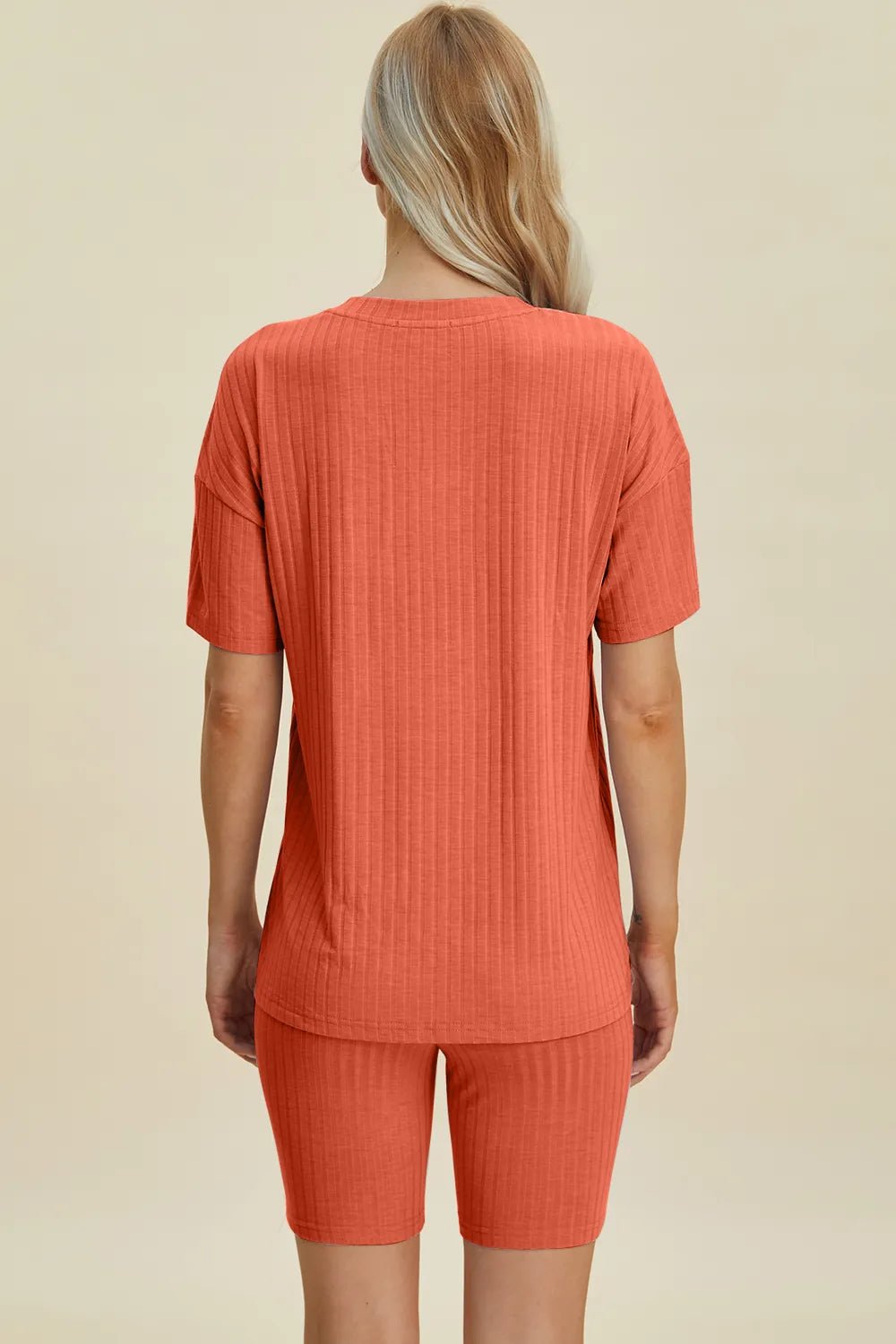 Basic Bae Full Size Ribbed V-Neck Short Sleeve Top and Shorts Set - Rooted & Reckless Co.