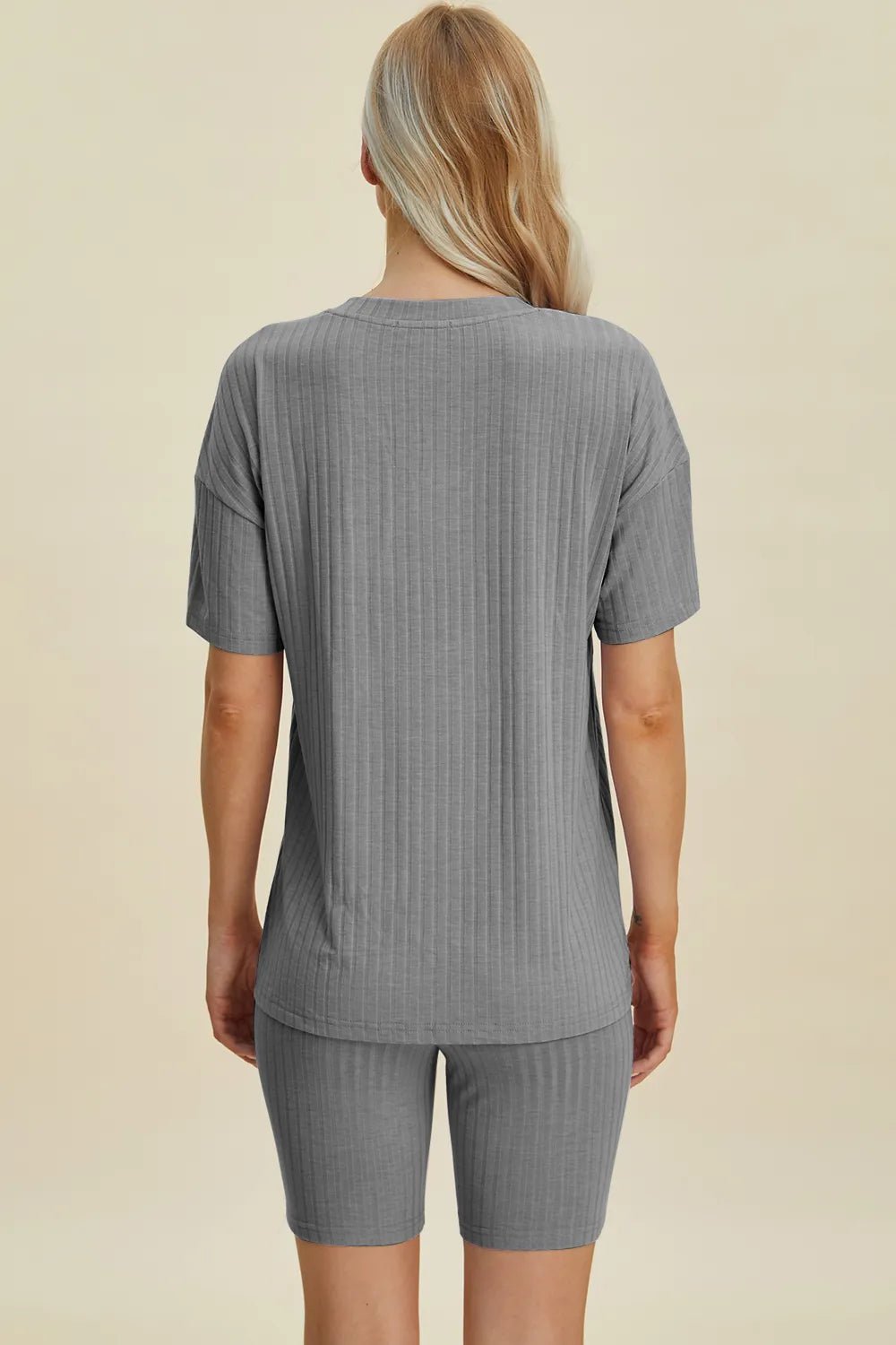Basic Bae Full Size Ribbed V-Neck Short Sleeve Top and Shorts Set - Rooted & Reckless Co.