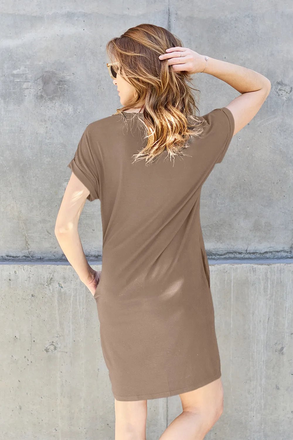 Basic Bae Full Size Round Neck Short Sleeve Dress with Pockets - Rooted & Reckless Co.