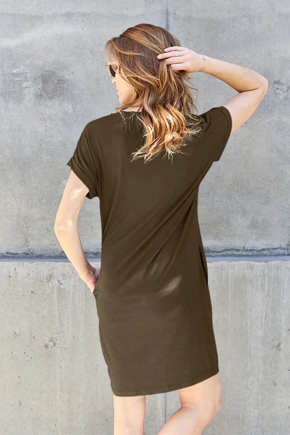 Basic Bae Full Size Round Neck Short Sleeve Dress with Pockets - Rooted & Reckless Co.
