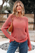 Solid Crochet Hollow-Out Sweater