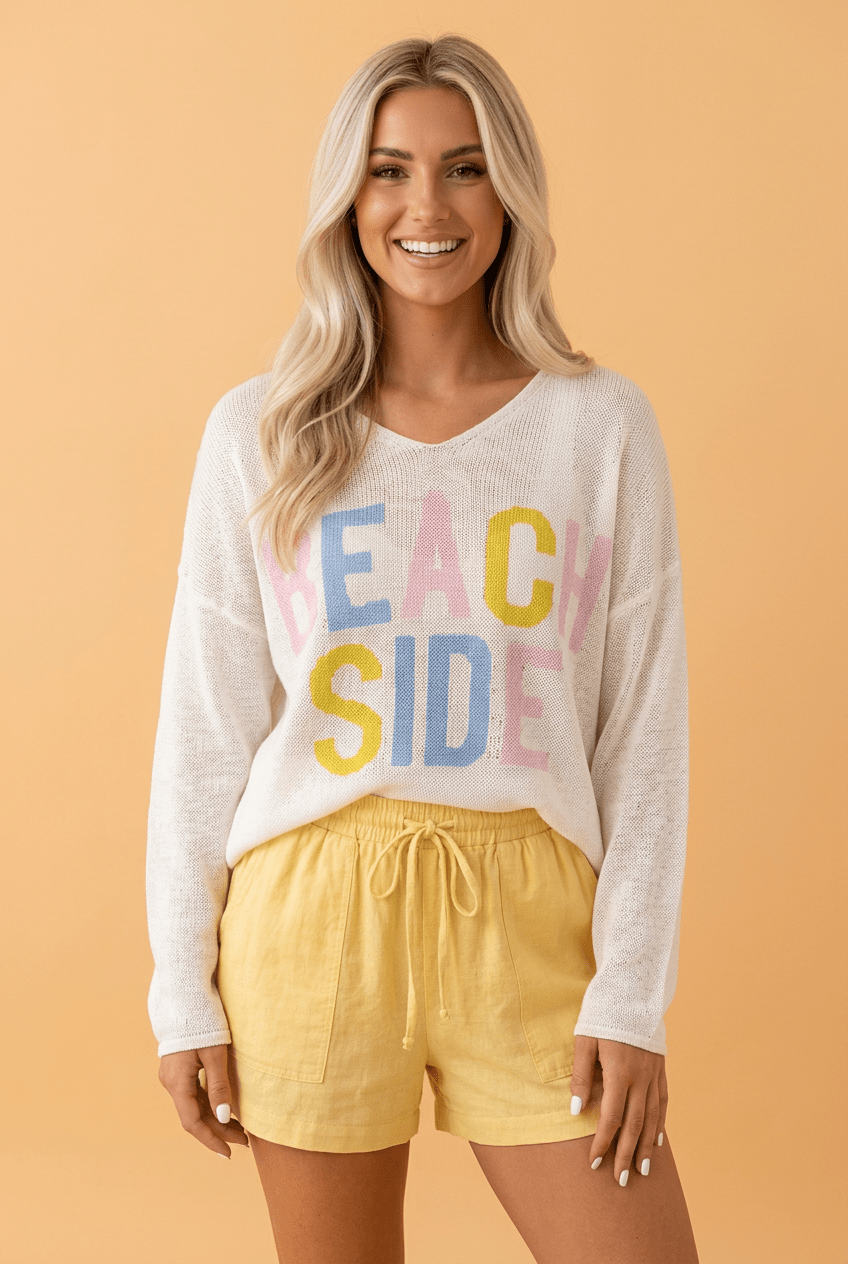Beach Side V-Neck Lightweight Knit Tunic Sweater - Rooted & Reckless Co.