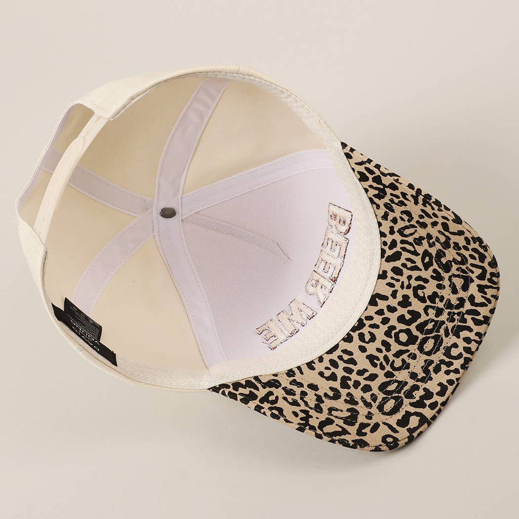 "Beer Me" Embroidered Trucker Hat — Leopard or Camo with Adjustable Strap & Breathable Mesh - Rooted & Reckless Co.