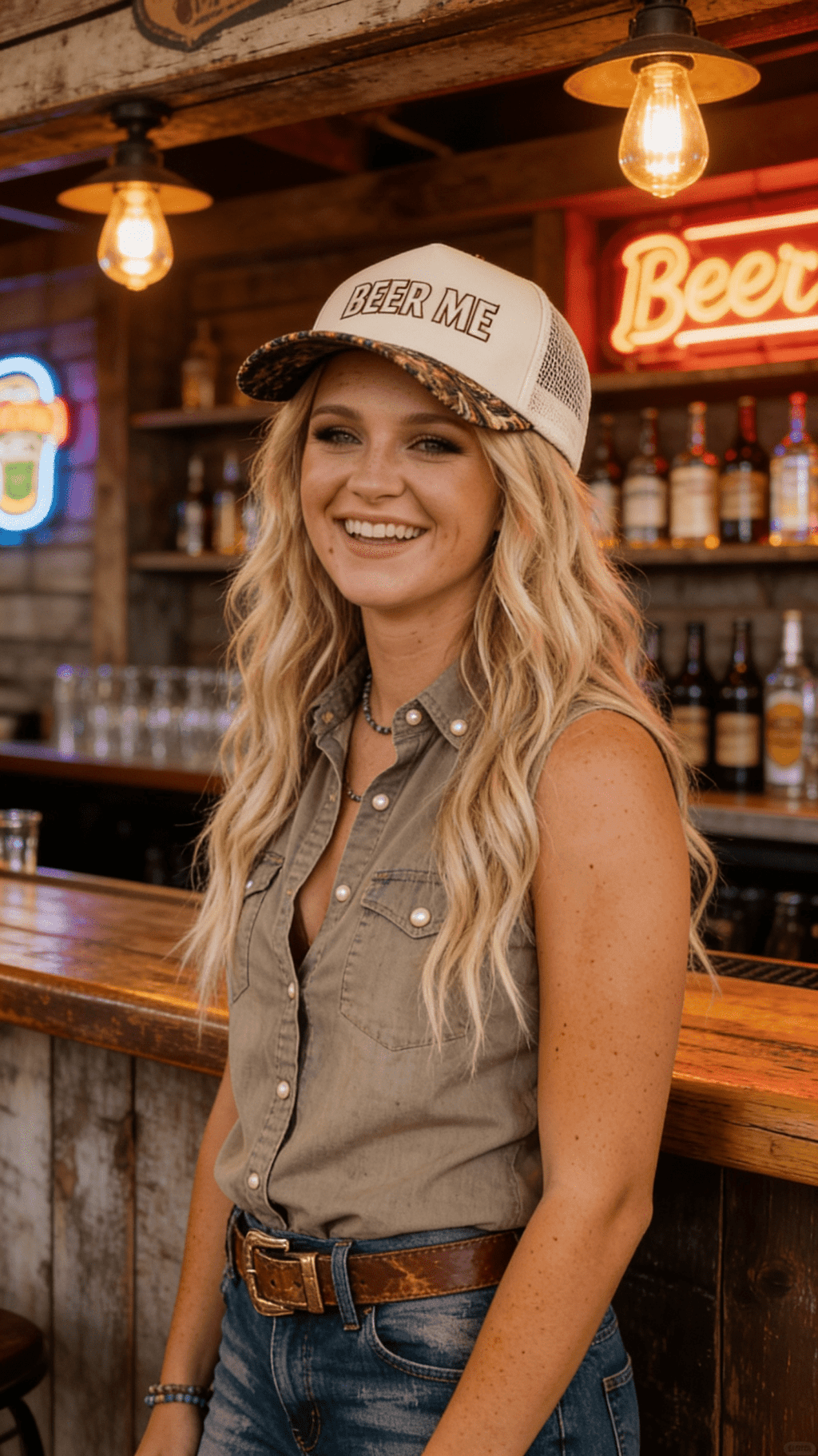 "Beer Me" Embroidered Trucker Hat — Leopard or Camo with Adjustable Strap & Breathable Mesh - Rooted & Reckless Co.