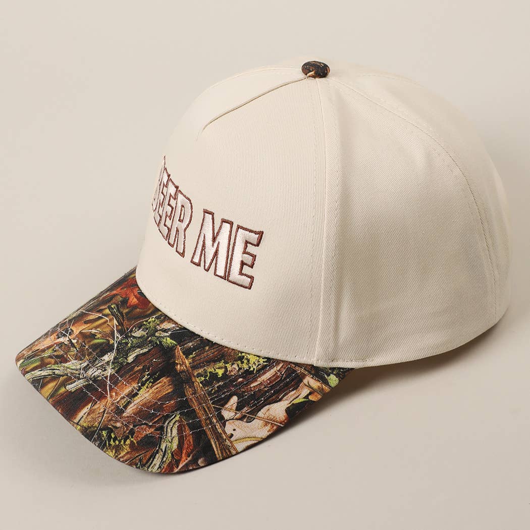"Beer Me" Embroidered Trucker Hat — Leopard or Camo with Adjustable Strap & Breathable Mesh - Rooted & Reckless Co.