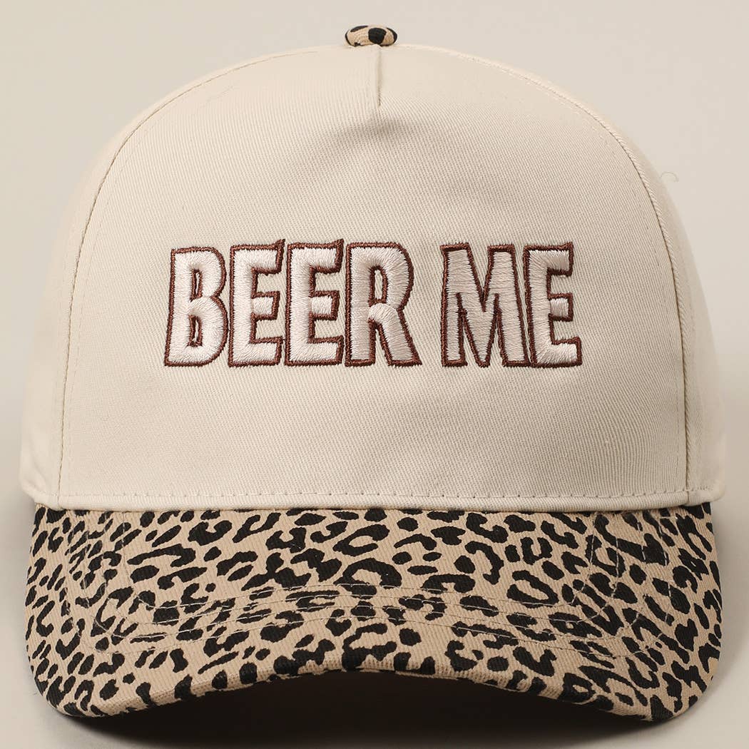 "Beer Me" Embroidered Trucker Hat — Leopard or Camo with Adjustable Strap & Breathable Mesh - Rooted & Reckless Co.