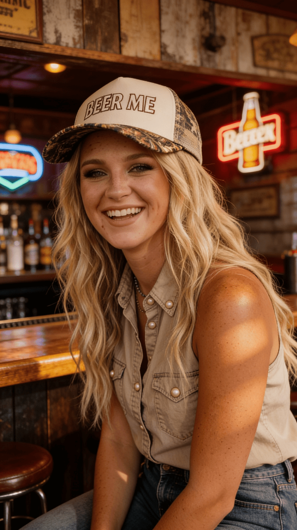 "Beer Me" Embroidered Trucker Hat — Leopard or Camo with Adjustable Strap & Breathable Mesh - Rooted & Reckless Co.