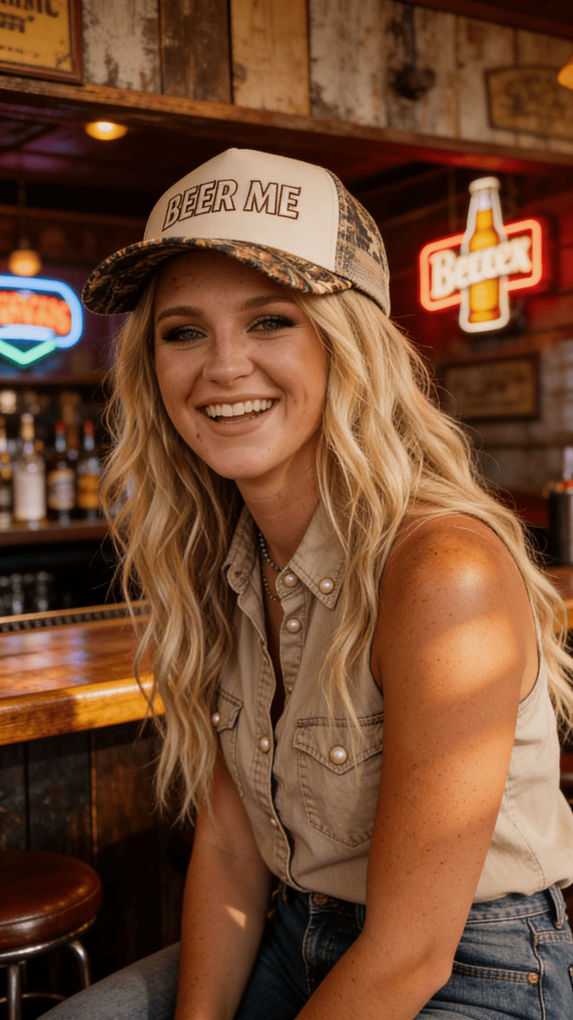 "Beer Me" Embroidered Trucker Hat — Leopard or Camo with Adjustable Strap & Breathable Mesh - Rooted & Reckless Co.