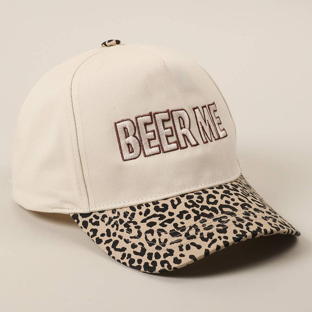 "Beer Me" Embroidered Trucker Hat — Leopard or Camo with Adjustable Strap & Breathable Mesh - Rooted & Reckless Co.