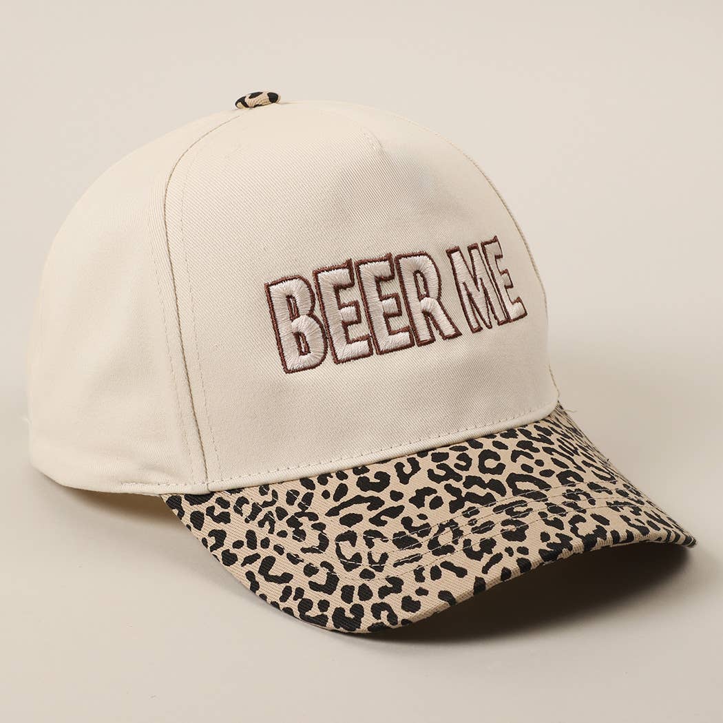 "Beer Me" Embroidered Trucker Hat — Leopard or Camo with Adjustable Strap & Breathable Mesh - Rooted & Reckless Co.