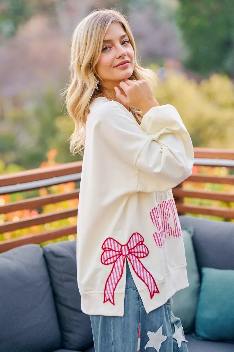 BiBi 4th Of July Stars And Stripes Patches Sweatshirt - Rooted & Reckless Co.