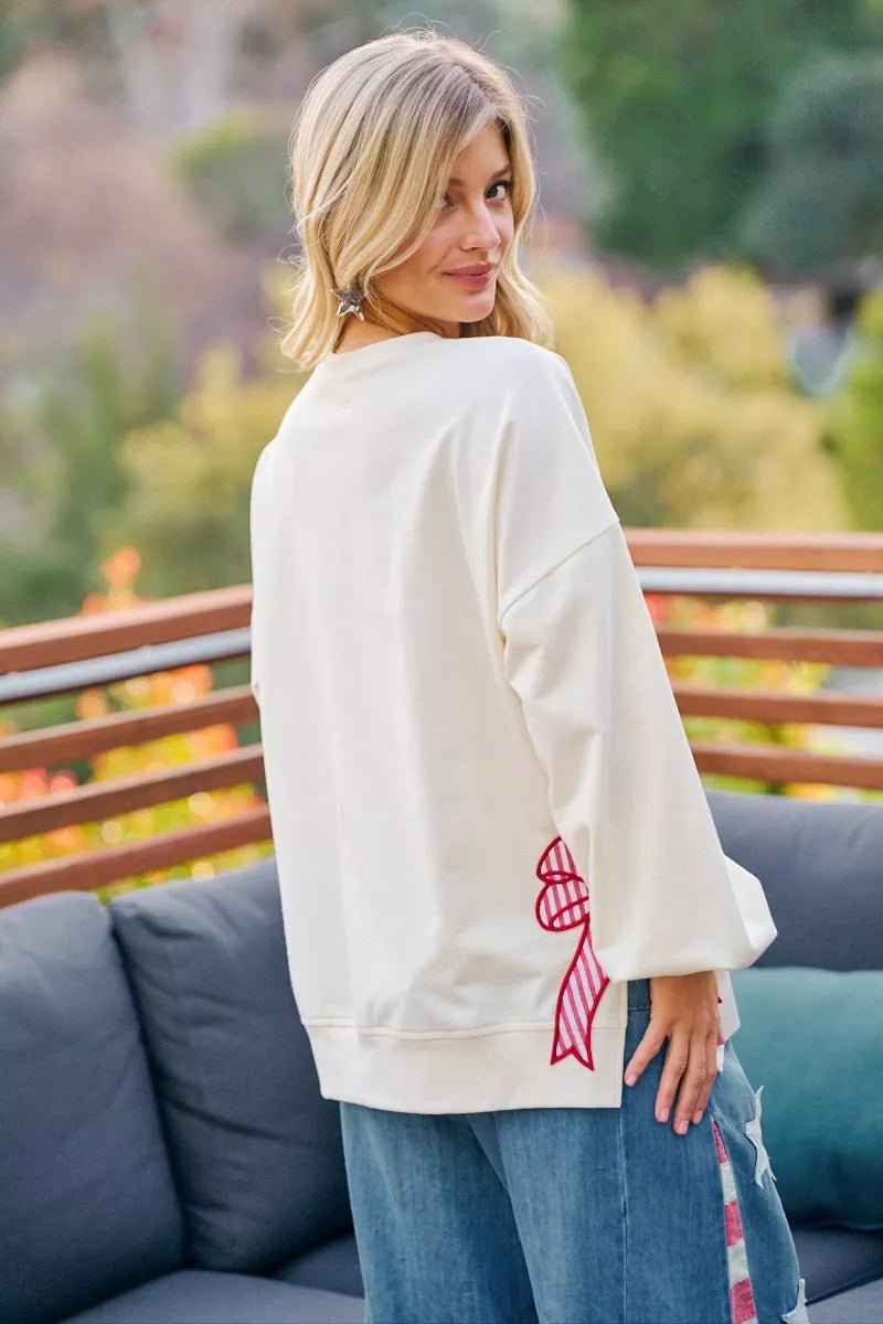 BiBi 4th Of July Stars And Stripes Patches Sweatshirt - Rooted & Reckless Co.