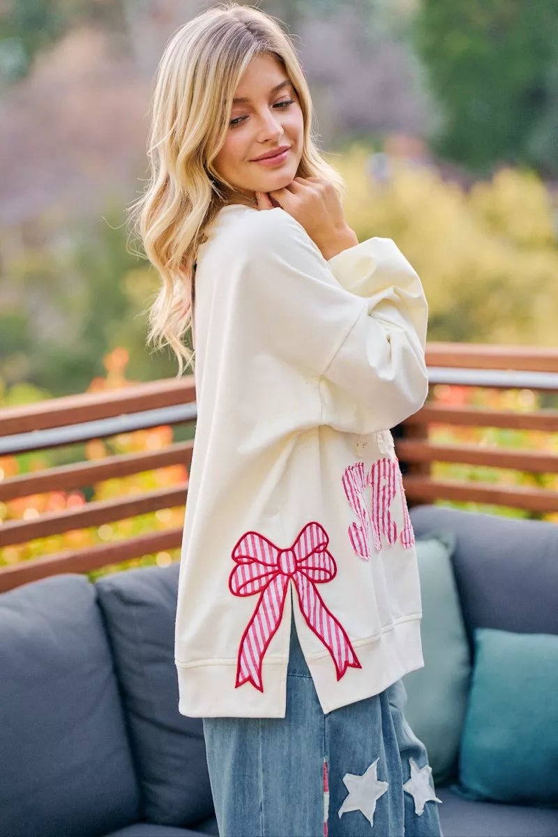 BiBi 4th Of July Stars And Stripes Patches Sweatshirt - Rooted & Reckless Co.