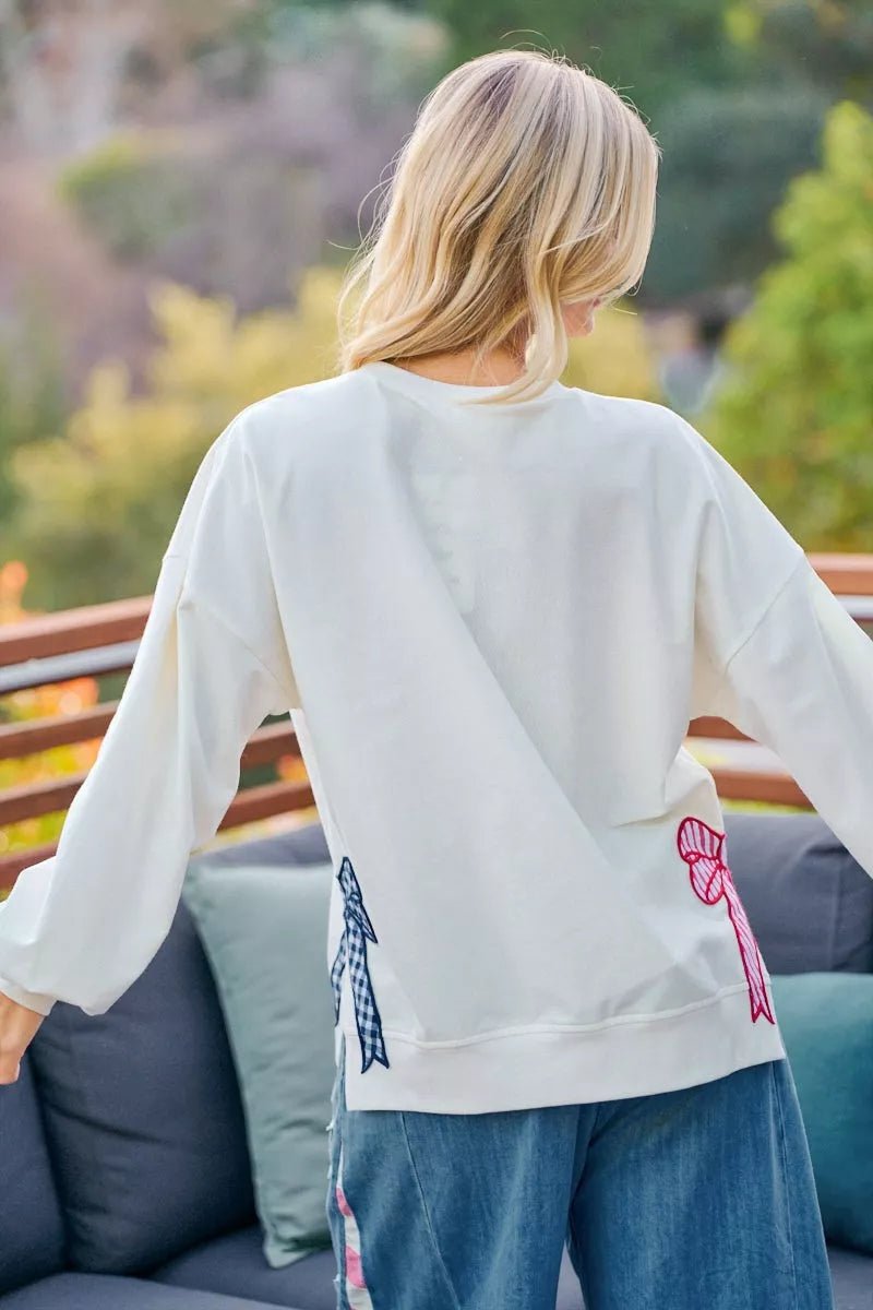 BiBi 4th Of July Stars And Stripes Patches Sweatshirt - Rooted & Reckless Co.