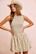 BiBi Floral Bow Tie Attachable Puff Sleeves Dress - Rooted & Reckless Co.