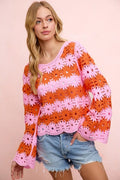 BiBi Flower Crochet Knit Top - Rooted & Reckless Co.