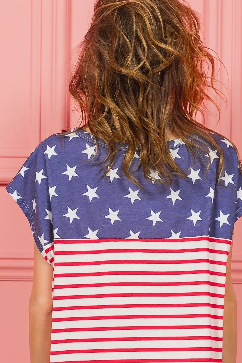 BiBi Star Rpinted with Stripe Combo Top - Rooted & Reckless Co.
