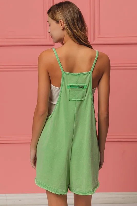 BiBi Vintage Washed V-Neck Overalls with Pockets - Rooted & Reckless Co.